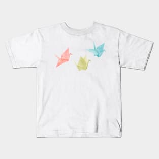 Origami Crane Watercolour Painting (landscape version) Kids T-Shirt